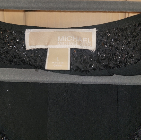 NWOT Michael Kors sz L Black Metalic Dewdrop Shift Dress - Picture 8 of 11